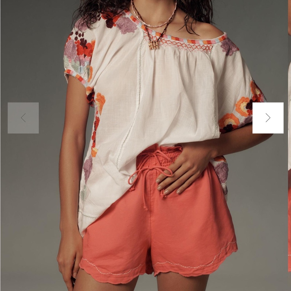 NWT By Anthropologie Linen Double Waistband Shorts